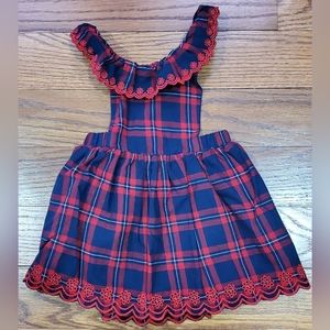 Janie & Jack Moments of Magic Plaid Ruffle Jumper Dress Girls Size 6-12 Months